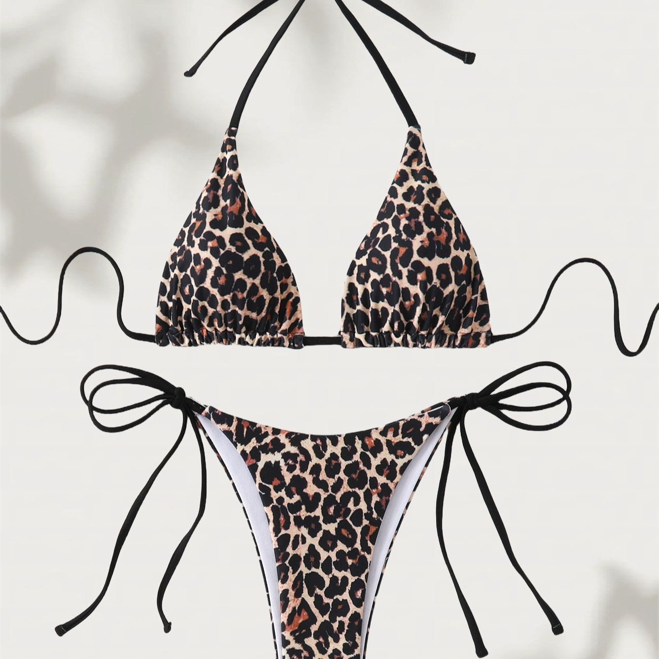 2026 Summer Trendy Bathing Suit Sexy Leopard Print Bikini Set Women Halter Neck Swimwear High Cut