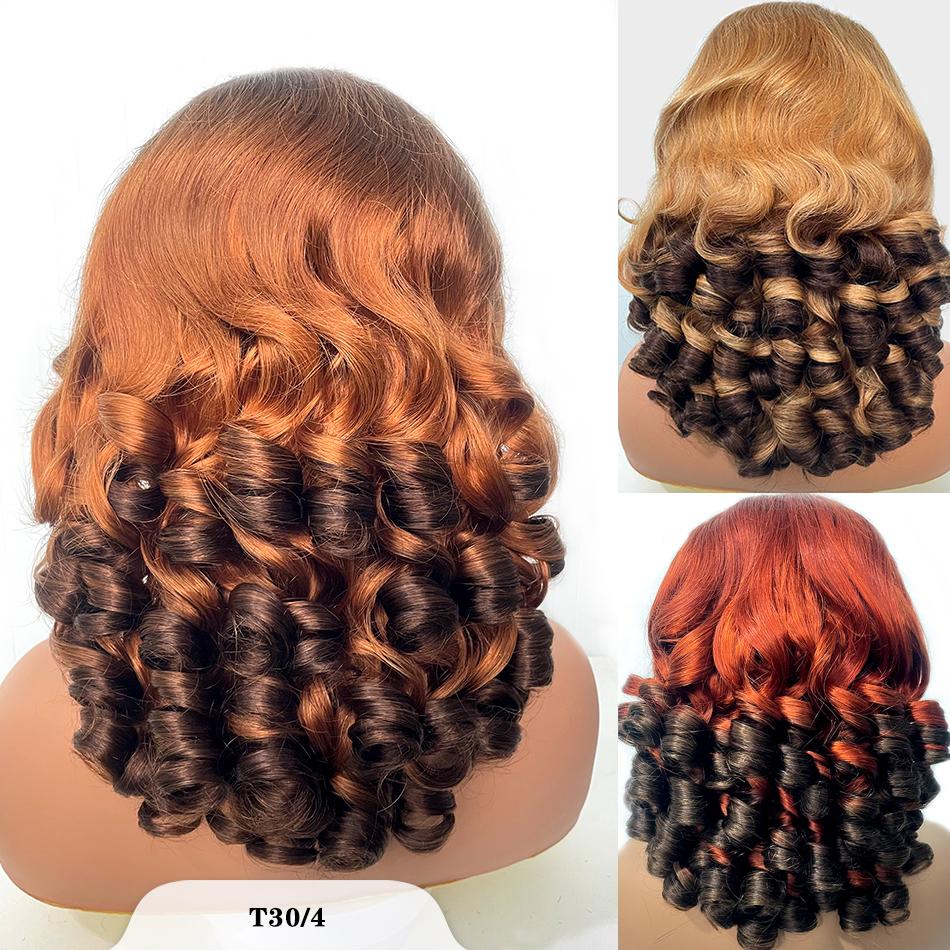 100% Vietnamese Raw Hair Wigs 250 Density Ombre Double Drawn Bouncy Curly Loose Wave 13x4 HD Lace