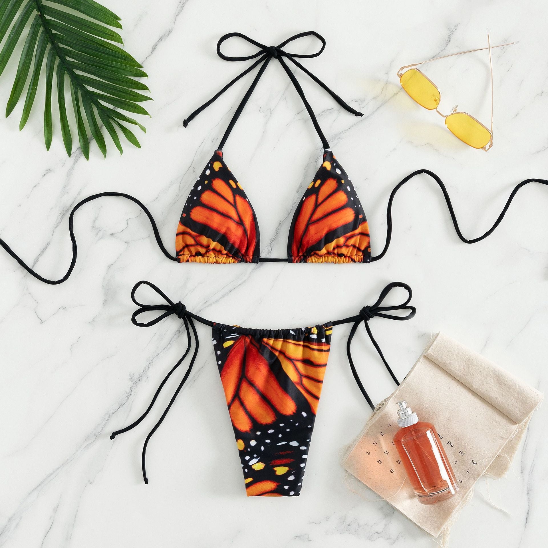 Sexy women butterfly print halter string micro bikini sets two pieces swimsuit Swimwear bathing suit