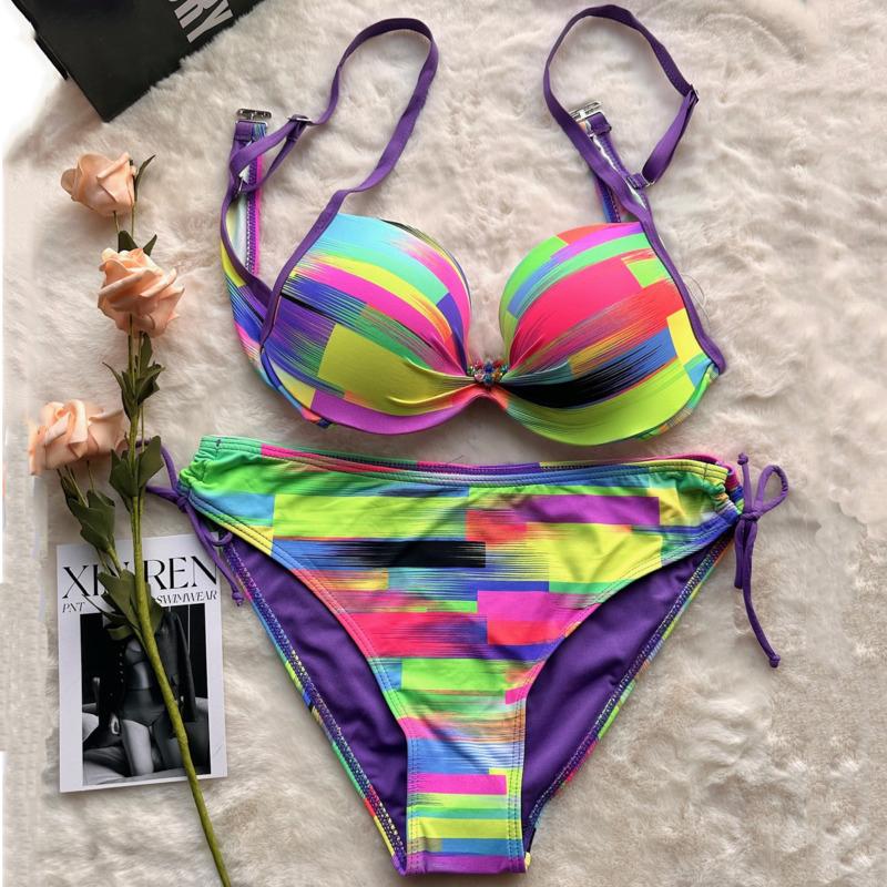 Rainbow Sexy Bikinis Female Swimsuits Women Swimwear Push Up Swim Wear Bathing Suits Brazilian