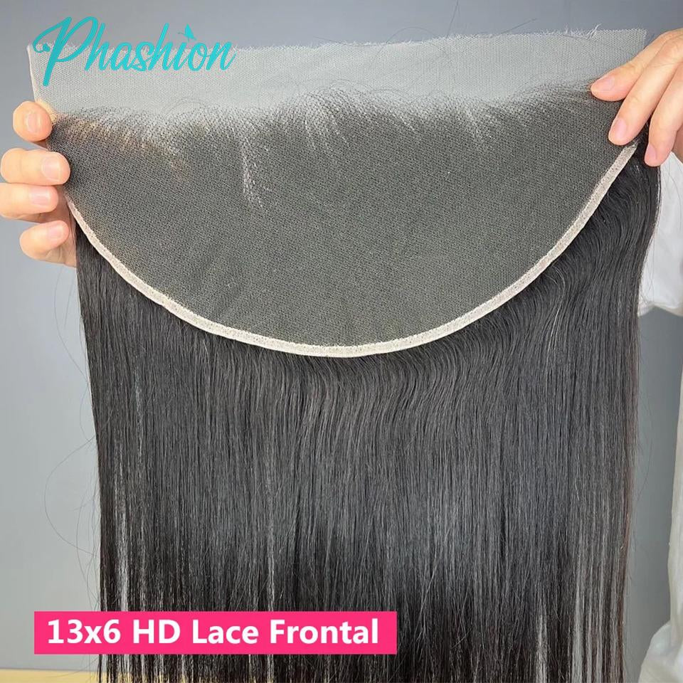 Phashion HD 13x6 13x4 Lace Frontal Straight Pre Plucked 4X4 5x5 6x6 Swiss Full Body Closure Only