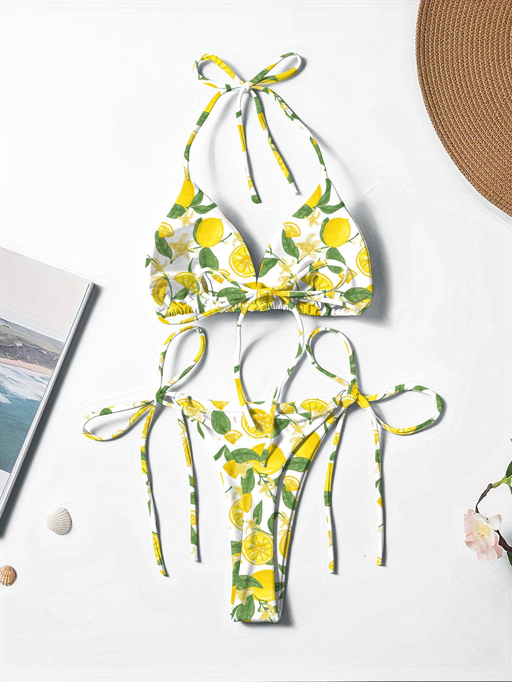 New European and American Style Solid Color Sexy Lace-Up Hot Girl Style Fashionable Bikini Swimwear