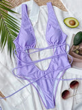 Sexy Red Swimsuit Micro String Bikini Hollow Out Backless Monokini Women One-Piece Vacation