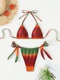 New Gradient Color Bikini Swimsuit European and American Three-Point Style Sexy Swimsuit for Women