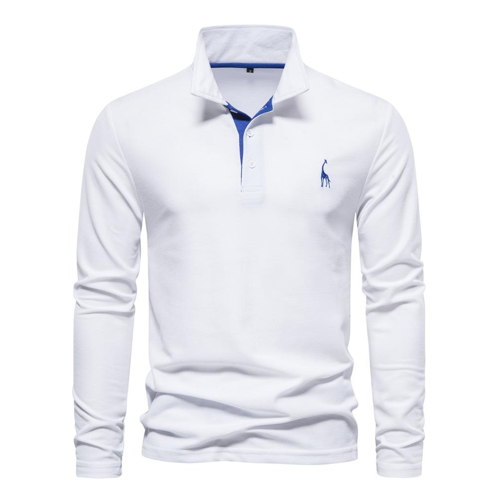 Mens long-sleeved embroidered sport polo shirt for spring and autumn casual and fashionable