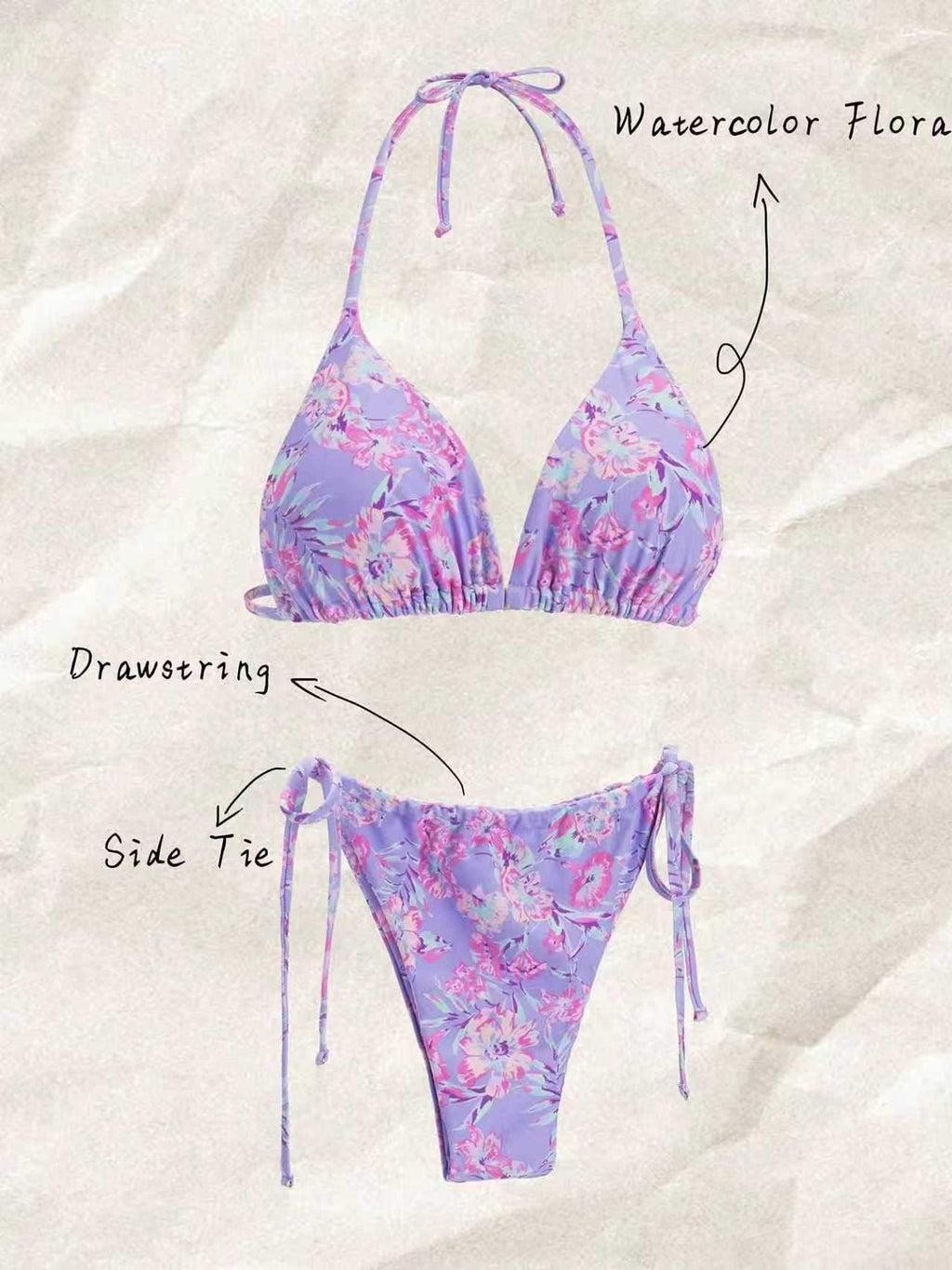 New Style Printed Fresh and Sexy Fashionable Women's Two-Piece Strappy Bikini Swimsuit