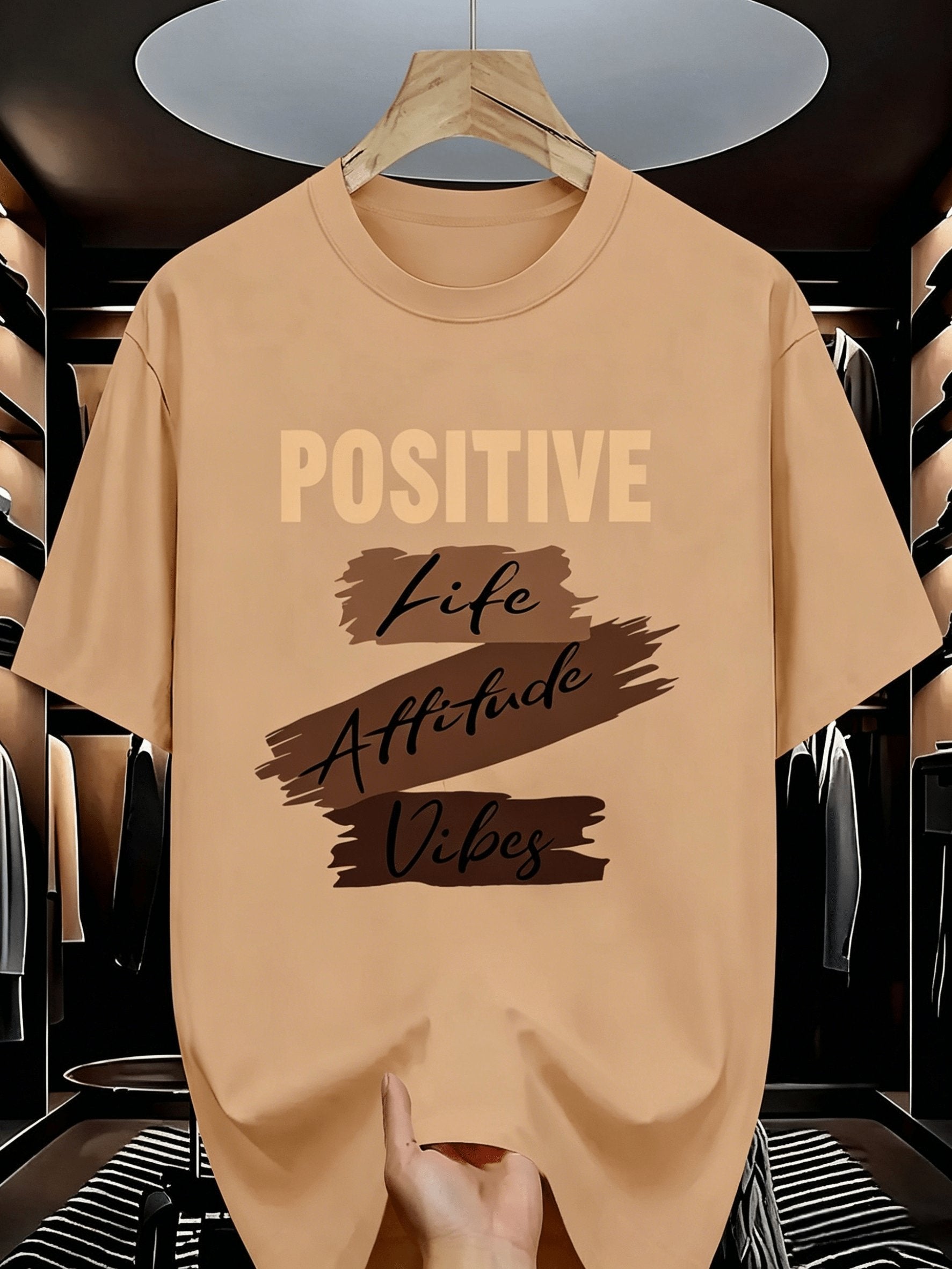 Pure Cotton Positive Energy Print T-Shirt with 8 Color Options - Loose Fit Unisex Short Sleeve