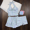 Y2k Women's Dot 3 Piece Bikini Sets 2000s American Vintage Crop Top Swimwear Summer Harajuku Sweet