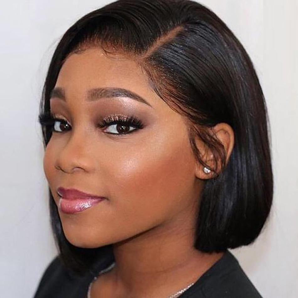 Bone Straight Short Bob Wigs Glueless Lace Front Human Hair Wigs 13x4 HD Transparent Lace Frontal
