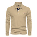 Mens long-sleeved embroidered sport polo shirt for spring and autumn casual and fashionable