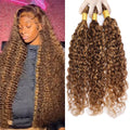 P4/27 Curly Wave Bundles Human Hair Highlight Dark Brown and Honey Blonde Piano Color Mix Brazilian