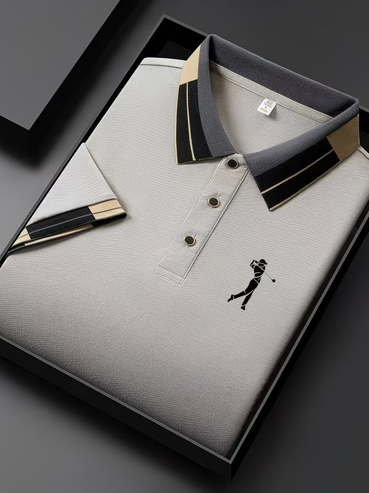 Mens Summer Business Casual Polo Shirt Short Sleeve Flip Collar Breathable T-Shirt Comfortable