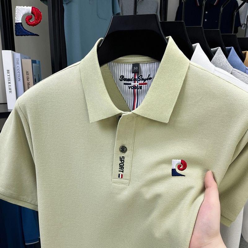 New summer mens high-quality casual short sleeved polo shirt trendy and fashionable sweat absorbing