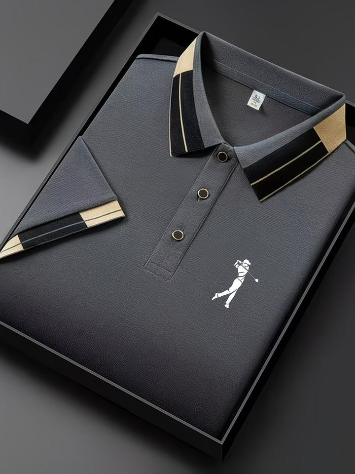 Mens Summer Business Casual Polo Shirt Short Sleeve Flip Collar Breathable T-Shirt Comfortable