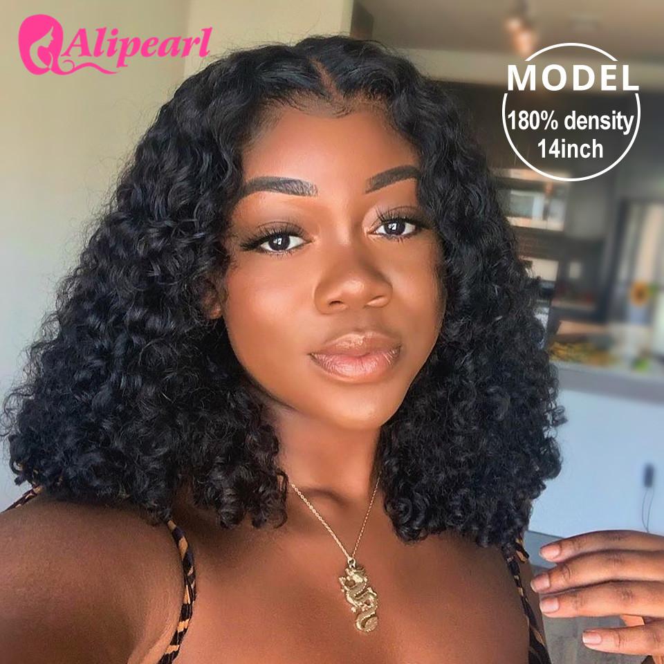 13x4 Short Bob Wig Lace Front Human Wigs For Black Women Peruvian Deep Wave Bob Wig Pre-plucked Remy