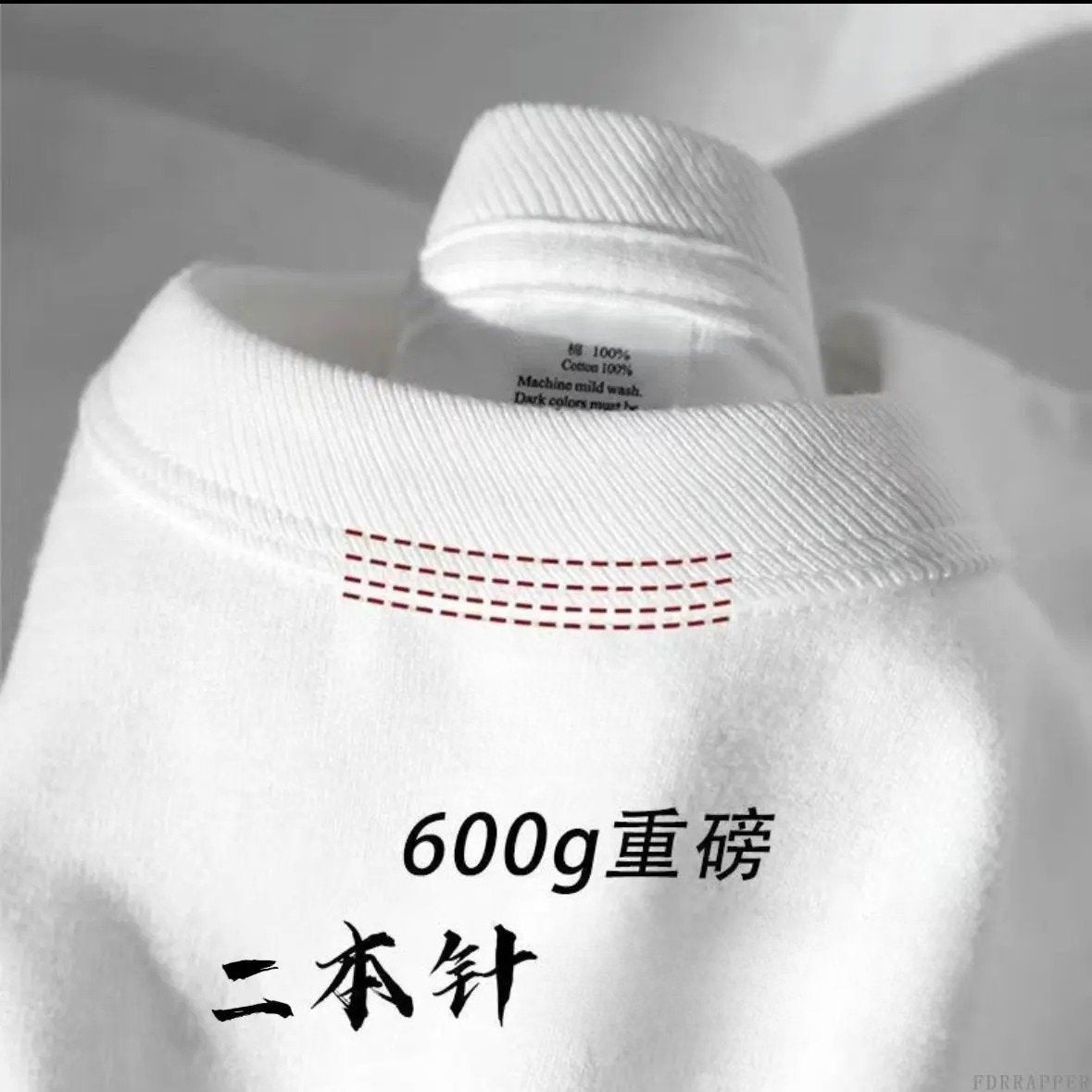 600G Pure Cotton Short-sleeve T-shirt for Men Loose-fitting Base Shirt with Small Neckline
