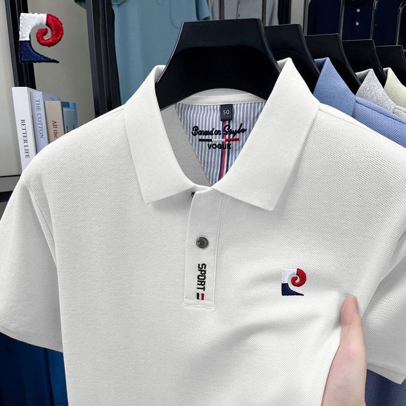 New summer mens high-quality casual short sleeved polo shirt trendy and fashionable sweat absorbing