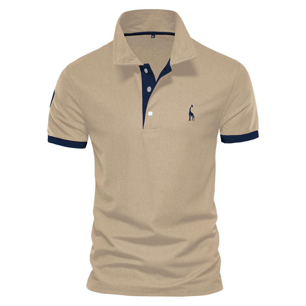 AIOPESON Cotton Mens Polos Giraffe Embroidery Short Sleeve Polo Shirts for Men High Quality Brand