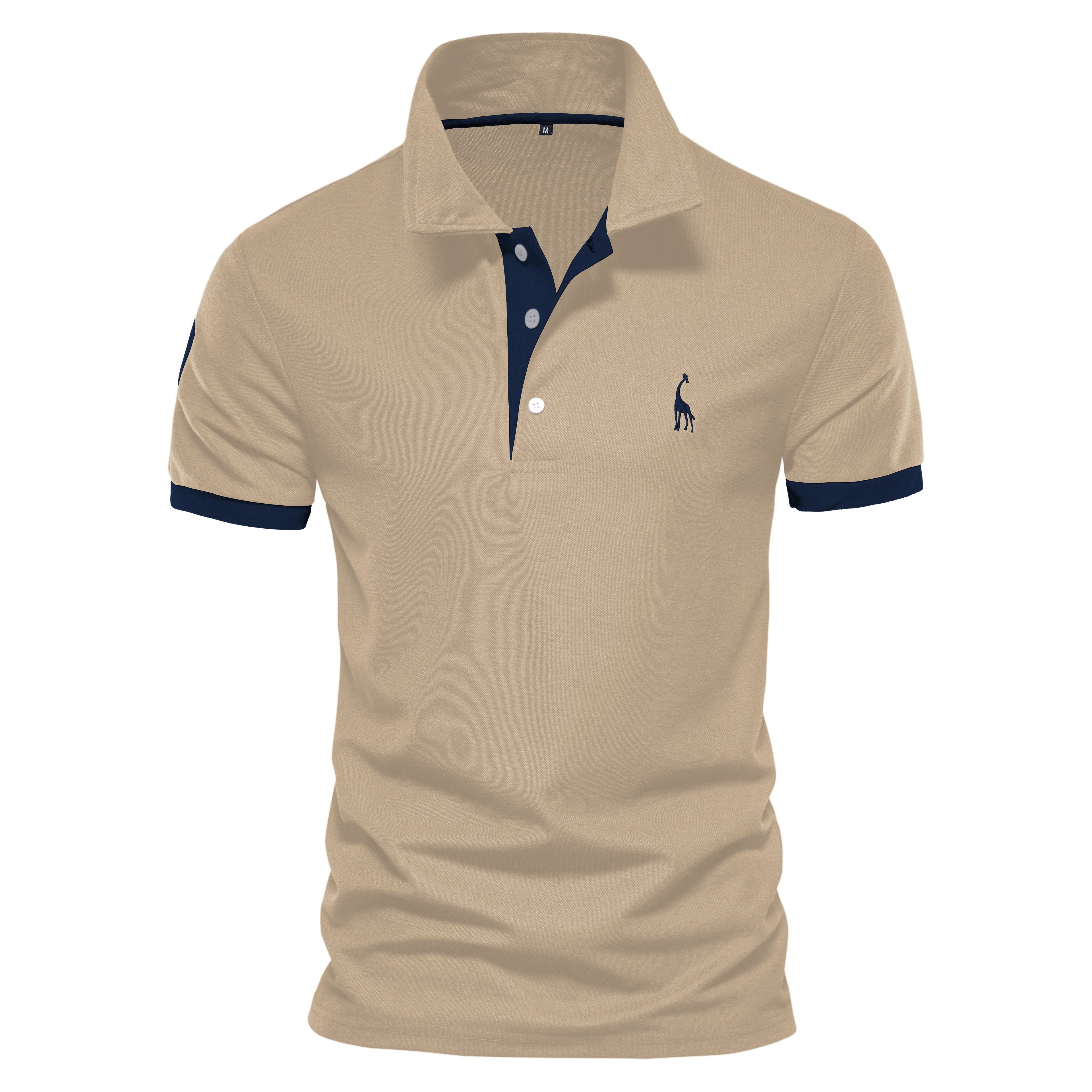 AIOPESON Cotton Mens Polos Giraffe Embroidery Short Sleeve Polo Shirts for Men High Quality Brand