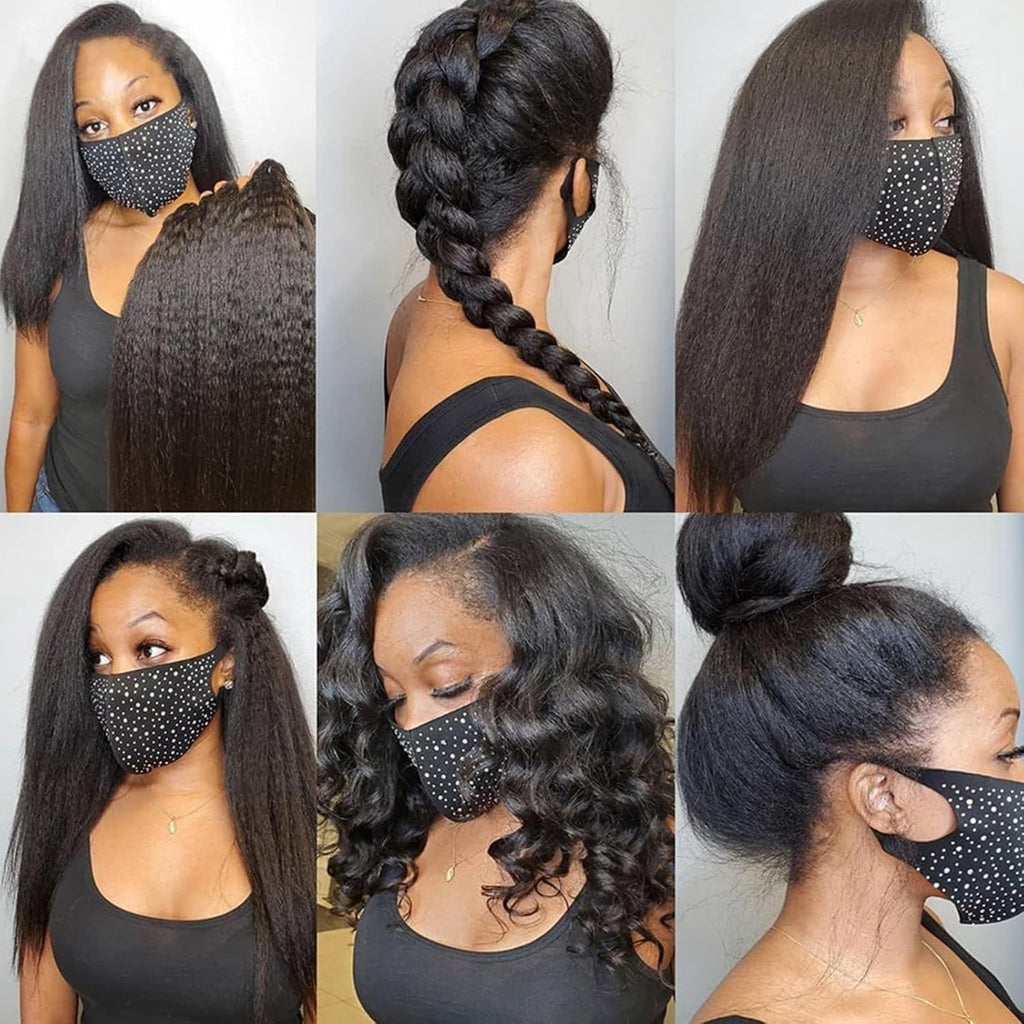 Kinky Straight 4x4 Lace Frontal Closure 100% Human Hair Yaki Straight 4x4 Lace Frontal Preplucked