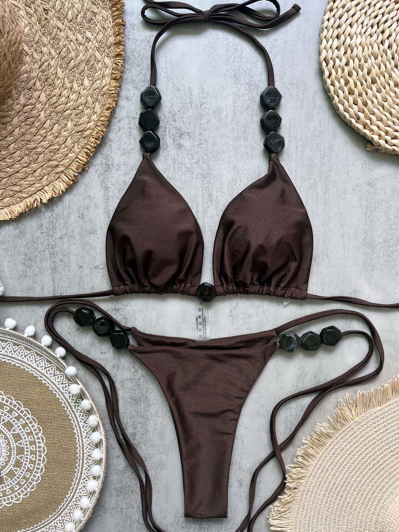 2026 Sexy Bead Bikini Swimwear Women Halter Bikini Swimsuit Beach Halter V Neck Bikini Set Beachwear