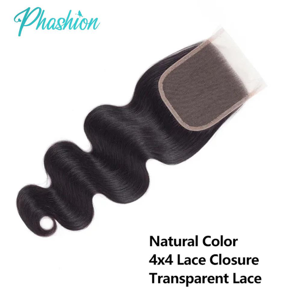 Phashion Ear to Ear 13X4 Lace Frontal Straight 4x4 5X5 Closure Only Body Wave Pre Plucked Swiss