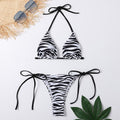 Zebra Striped String Halter Micro Bikini Thong Sexy Swimsuit Women 2026 Mini Swimwear Bathing Suit