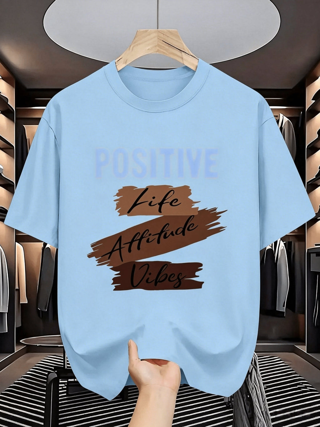Pure Cotton Positive Energy Print T-Shirt with 8 Color Options - Loose Fit Unisex Short Sleeve