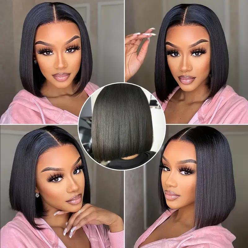 Bone Straight Short Bob Wigs Glueless Lace Front Human Hair Wigs 13x4 HD Transparent Lace Frontal