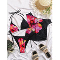 With Cover Up Flower Printed Halter Bikini Women Swimwear Female Swimsuit Bather Bathing Suit Swim