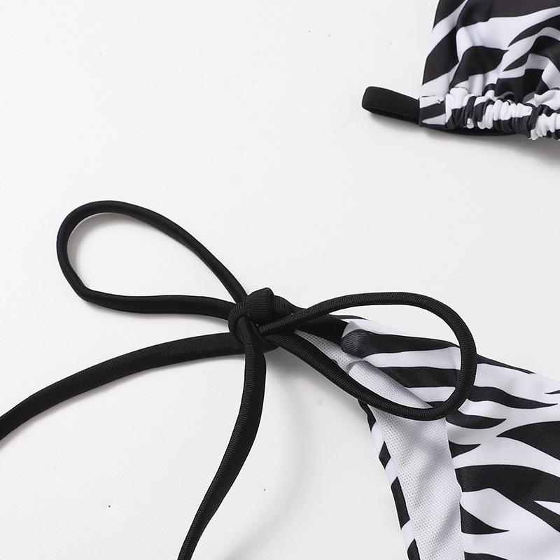 Zebra Striped String Halter Micro Bikini Thong Sexy Swimsuit Women 2026 Mini Swimwear Bathing Suit