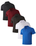 5-piece mens summer solid color short sleeved polo shirt breathable quick drying short sleeved top
