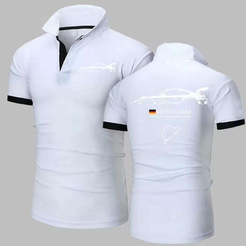 911 GT3 RS Heavyweight Polo Shirt  Nrburgring Track F1 Polos Shirts Mens Solid Color High Quality