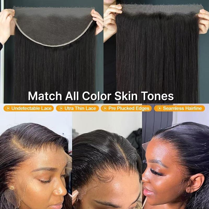 13x6 Lace Frontal Straight 100% Human Hair Transparent Lace Closure Pre-Plucked Hairline Brazilian