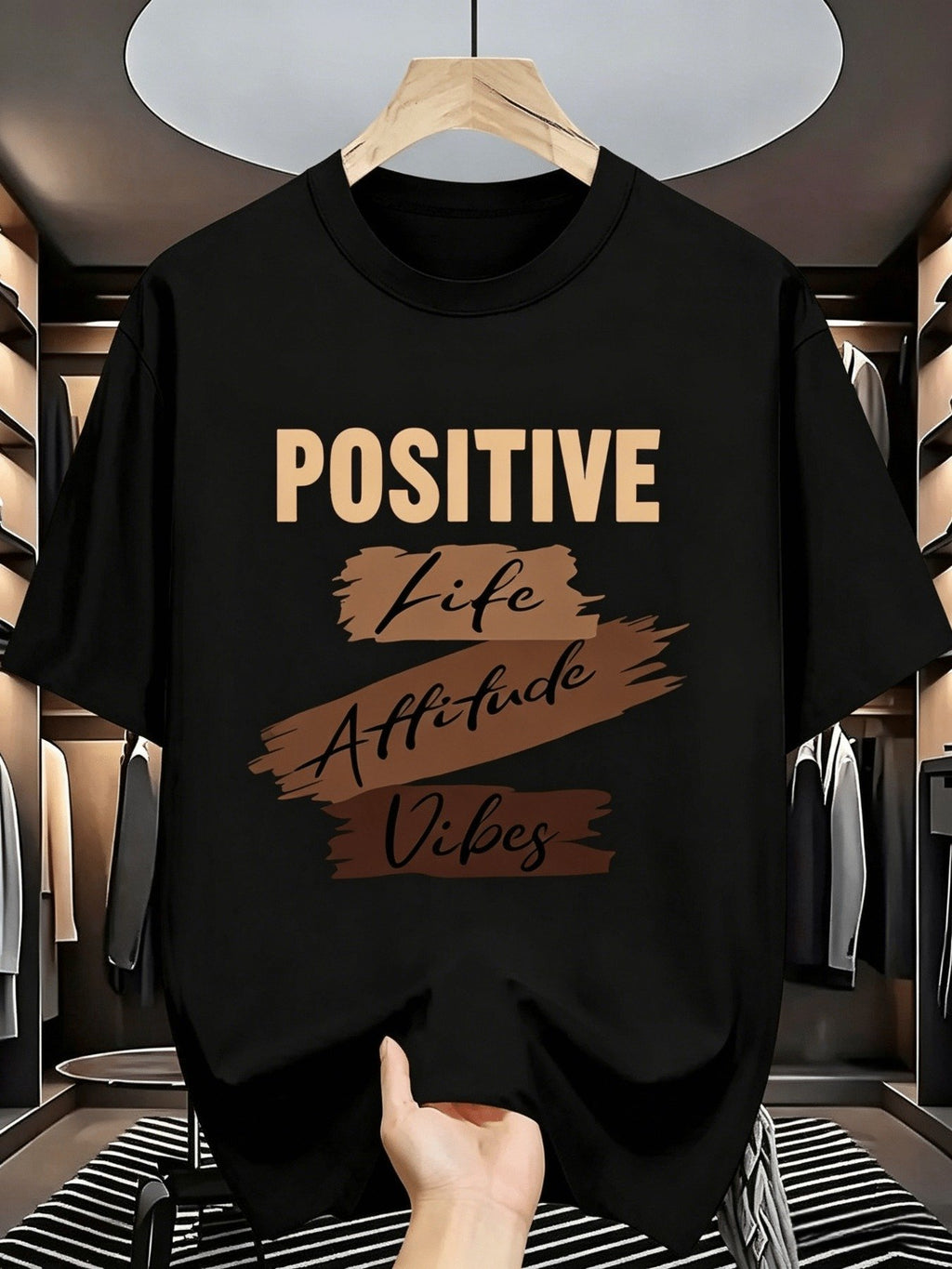 Pure Cotton Positive Energy Print T-Shirt with 8 Color Options - Loose Fit Unisex Short Sleeve