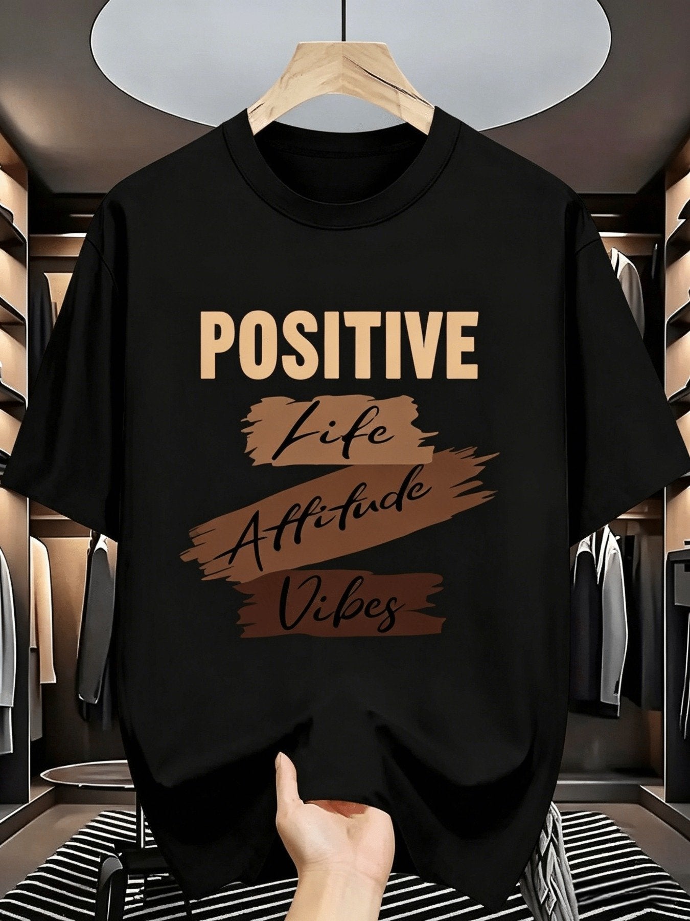 Pure Cotton Positive Energy Print T-Shirt with 8 Color Options - Loose Fit Unisex Short Sleeve