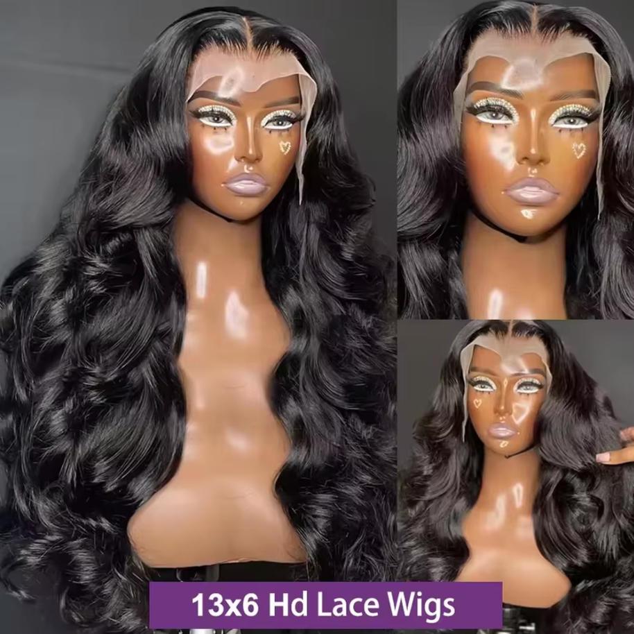 30 Inch 13x4 Lace Front Human Hair Wigs Body Wave 180% Density Remy Hair Glueless Wig Natural Color