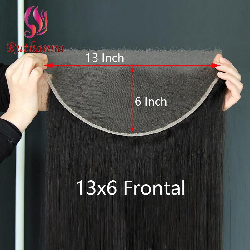 13x6 Lace Frontal Straight 100% Human Hair Transparent Lace Closure Pre-Plucked Hairline Brazilian