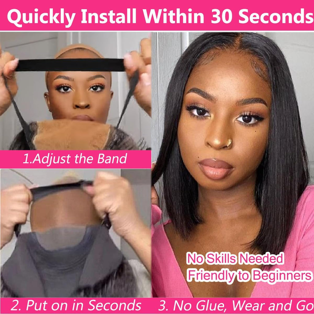 Wear and Go Glueless Wig Bob Human Hair Straight Short Bob Wig Human Hair Gluleless Wigs For