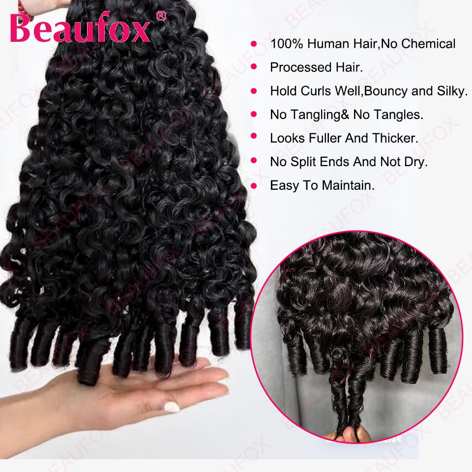 Beaufox Burmese Curly Hair Bundles Pixie Curly Bundles Human Hair Virgin Water Wave Human Hair