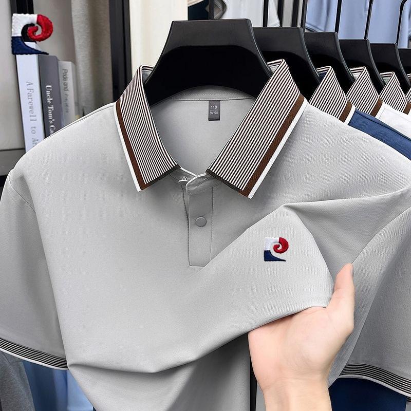 New mens high-quality ice silk short sleeved polo shirt summer fashion casual comfortable breathable