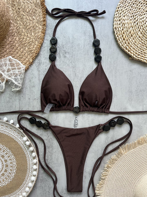 2026 Sexy Bead Bikini Swimwear Women Halter Bikini Swimsuit Beach Halter V Neck Bikini Set Beachwear