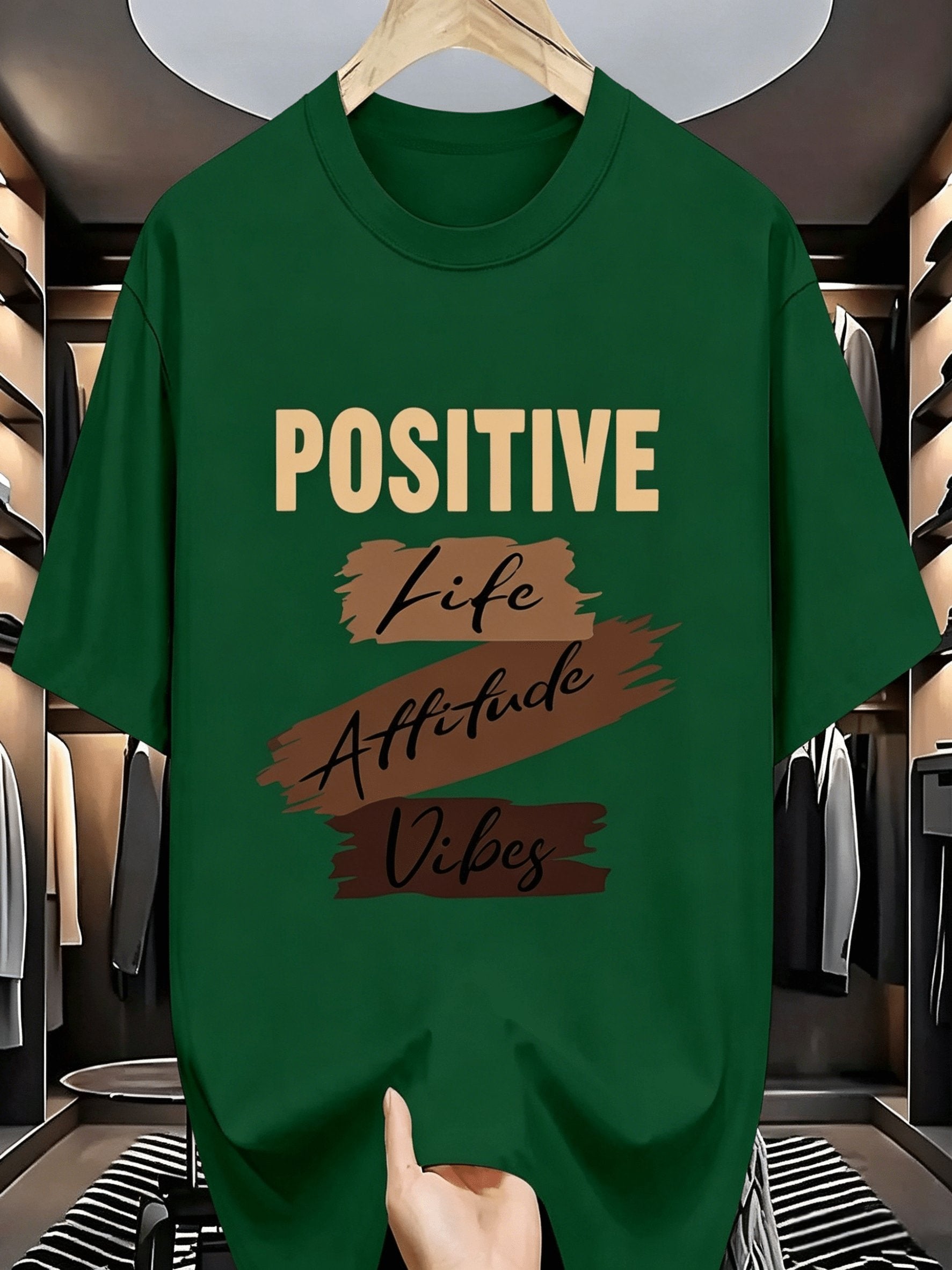 Pure Cotton Positive Energy Print T-Shirt with 8 Color Options - Loose Fit Unisex Short Sleeve