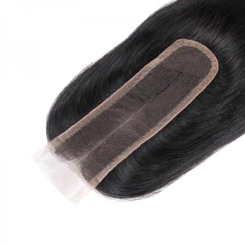 2x6 Straight Human Hair Lace Closure Natural Color Pre-Plucked 100% Brazilian Virgin Hair 10-20 Inch