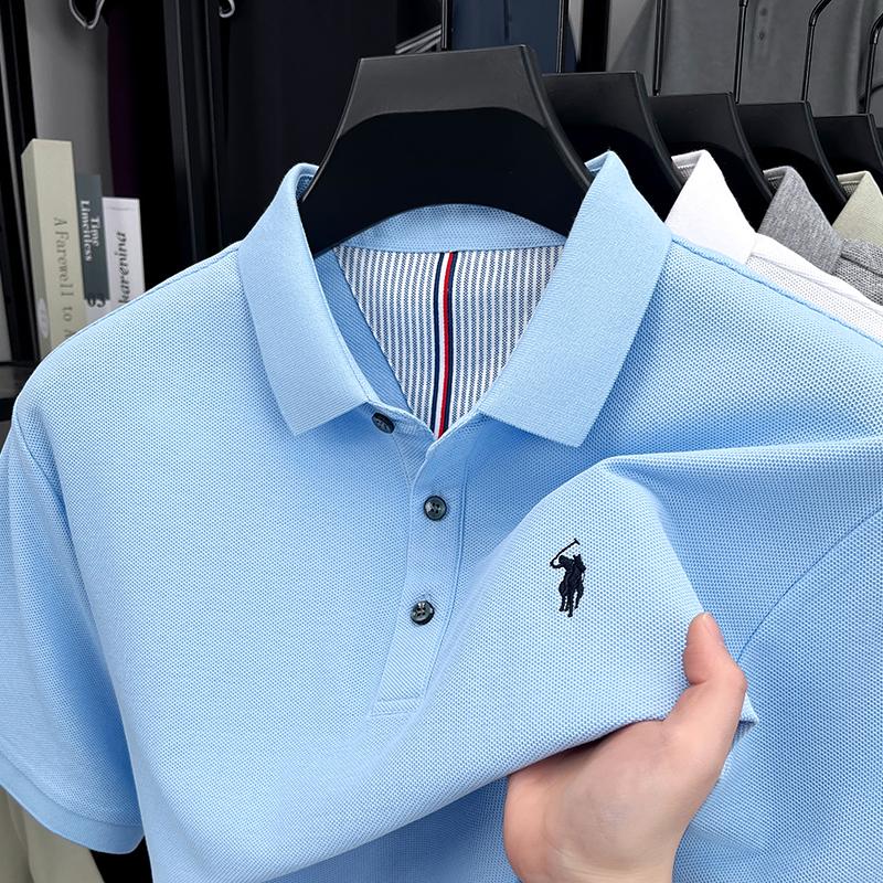 100 pure cotton short sleeved mens polo shirt summer fashion high-end brand pony embroidery golf top