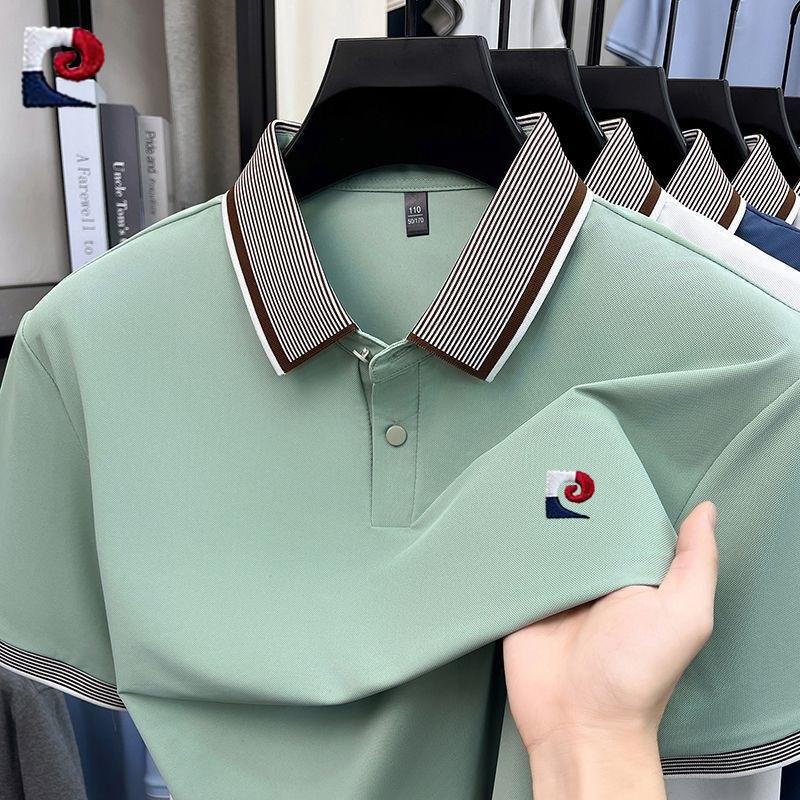 New mens high-quality ice silk short sleeved polo shirt summer fashion casual comfortable breathable
