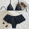 Cute Dot Print Halter String Triangle Bikinis Sets Ruffled Swimwear Sexy Swimsuit Women 2026 Beach