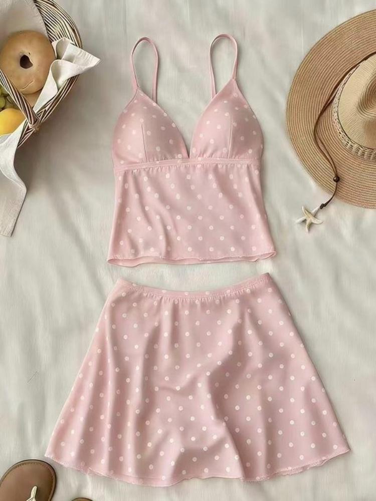 Y2k Women's Dot 3 Piece Bikini Sets 2000s American Vintage Crop Top Swimwear Summer Harajuku Sweet