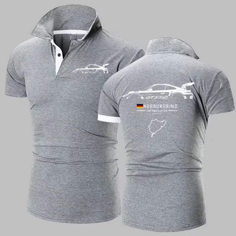 911 GT3 RS Heavyweight Polo Shirt  Nrburgring Track F1 Polos Shirts Mens Solid Color High Quality