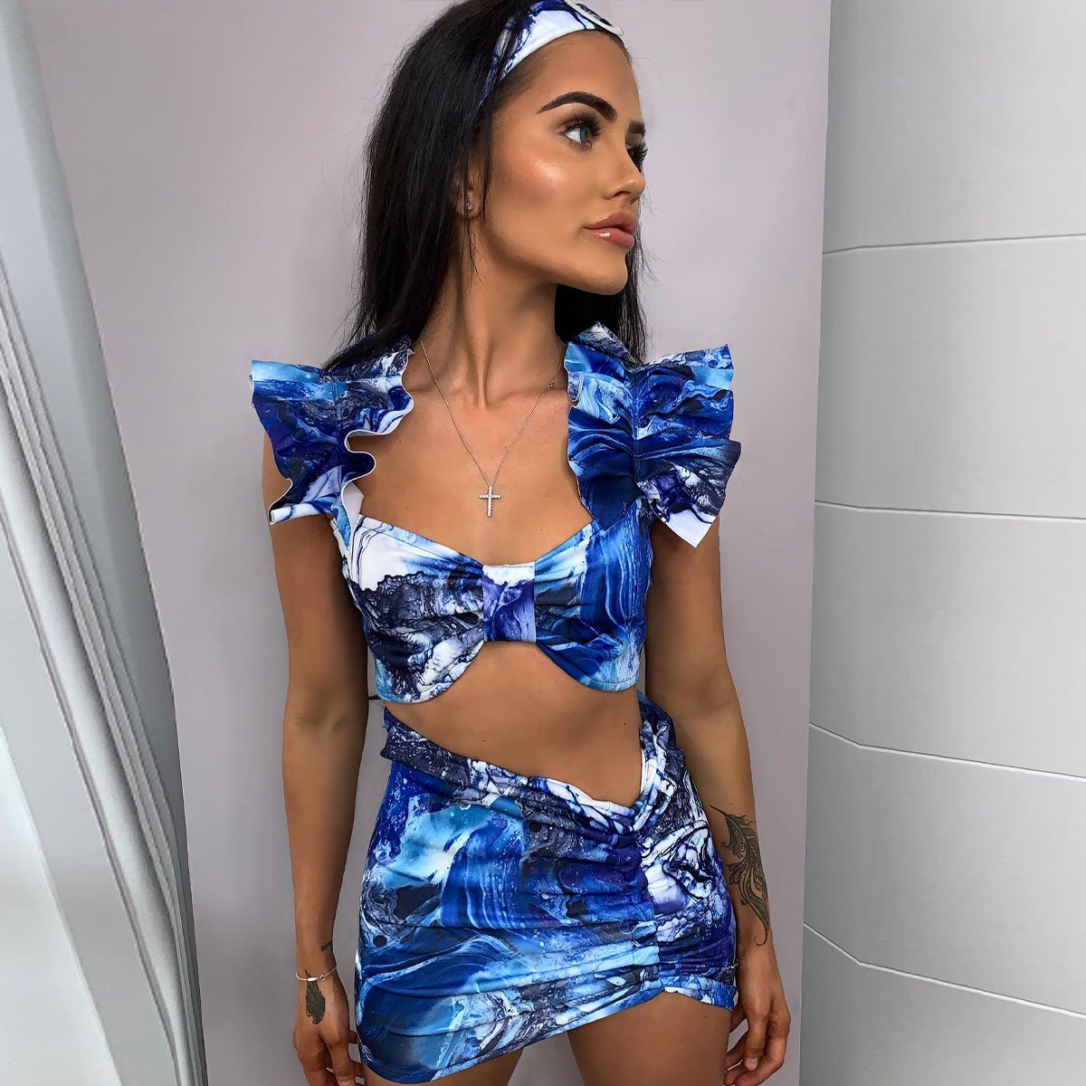 2026 New Sexy Deep-V Sequins Bikini Set Beach Cover Up Sexy Three Pieces Swimsuit Lace Up Swimwear